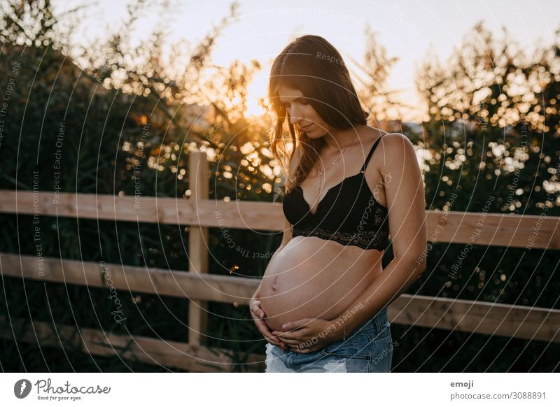 pregnancy Human being Feminine Young woman Youth (Young adults) Woman Adults Mother 1 18 - 30 years Pregnant Colour photo Multicoloured Exterior shot Evening