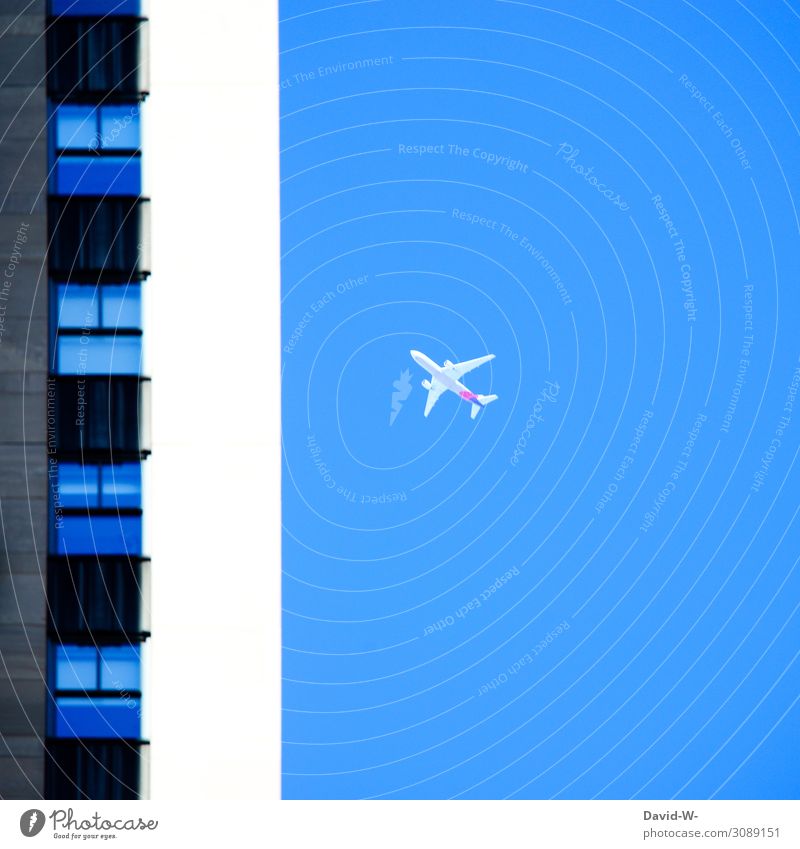 Part of a building with aircraft in the background Airplane Flying Town vacation Sky Vacation & Travel Aviation Blue Colour photo Aerial photograph Tourism