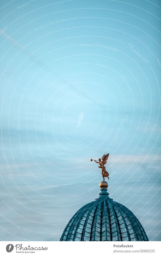 #A# Angel love Art Work of art Esthetic Culture Manmade landscape Cultural monument Cultural center Dresden Saxony Statue Roof Domed roof Colour photo