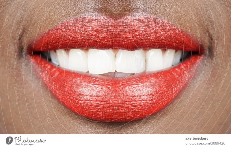 Red lips white teeth Beautiful Make-up Lipstick Health care Human being Feminine Young woman Youth (Young adults) Woman Adults Mouth Teeth 1 18 - 30 years