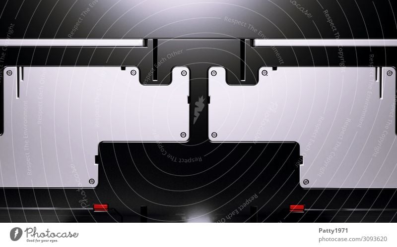 Tech Background - 3D Render Computer Notebook Hardware Technology Advancement Future High-tech Industry Gray Red Black Design Symmetry Science Fiction