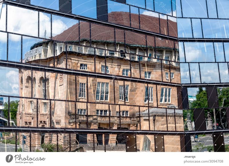 city theater Academic studies Freiburg im Breisgau Building Architecture Library Theatre Glass Old New Town Perspective Colour photo Exterior shot Abstract