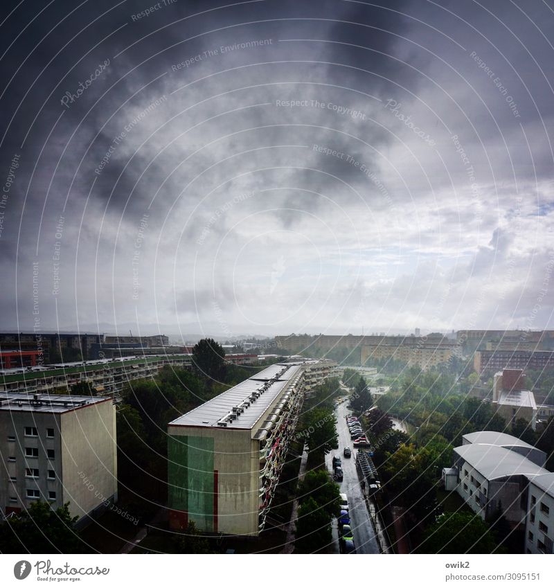 Water march Elements Air Sky Horizon Bad weather Storm Rain Tree Bautzen Small Town Outskirts Populated House (Residential Structure) Building