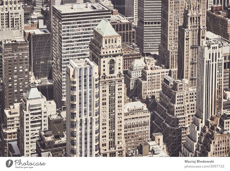 Retro toned aerial view of New York City architecture, US. Vacation & Travel Sightseeing City trip Town Downtown House (Residential Structure) High-rise
