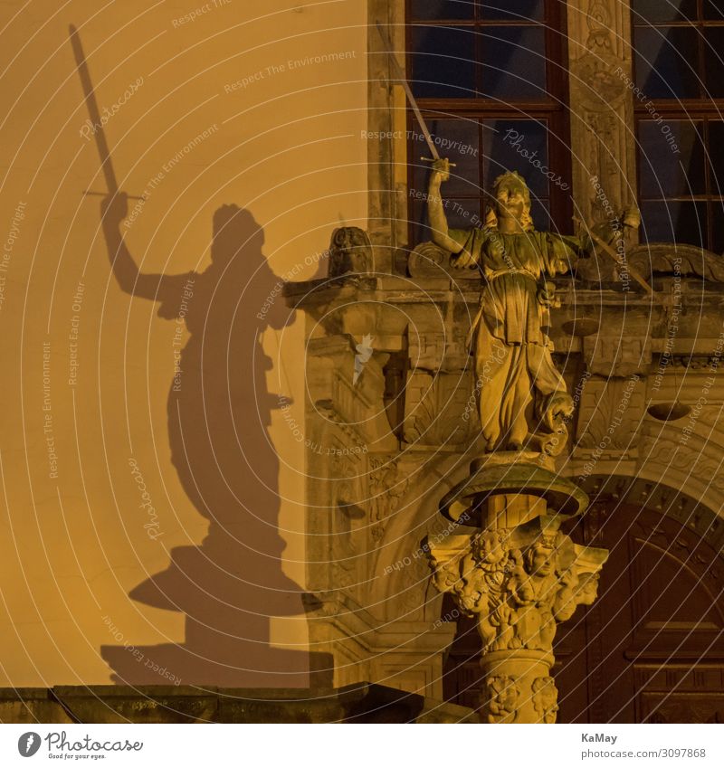 Justitias Shadow Art Sculpture Lady Justice goerlitz Saxony Germany Europe City hall Architecture Tourist Attraction Monument Power Might Conscientiously Wisdom