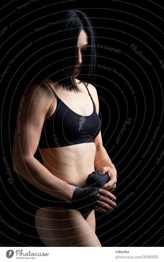 beautiful athletic girl with black hair - a Royalty Free Stock