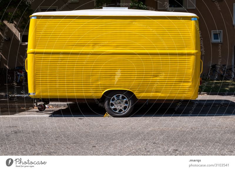 burger stand Vacation & Travel Farmer's market Market stall Trade Trailer Stalls and stands Caravan Crazy Yellow Colour Colour photo Exterior shot Deserted