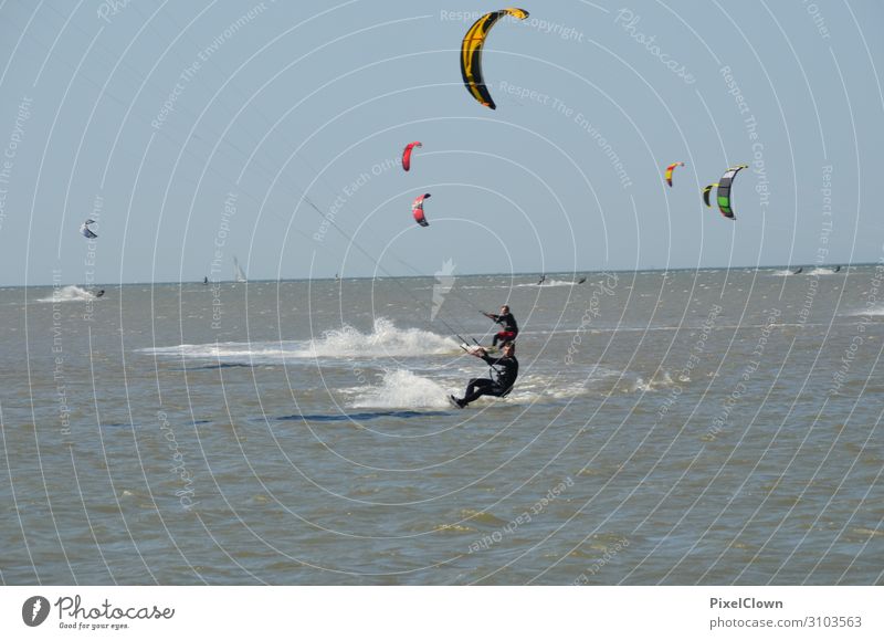 Wind surfing Lifestyle Style Joy Leisure and hobbies Vacation & Travel Tourism Summer vacation Beach Ocean Waves Sports Aquatics Swimming & Bathing Man Adults