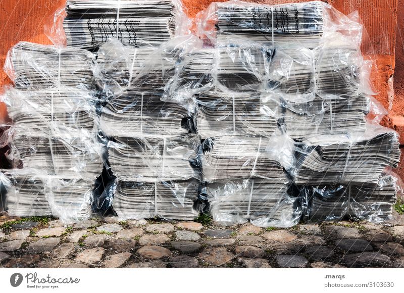 news Print media Newspaper Stack Many Education Communicate Information Colour photo Exterior shot Day