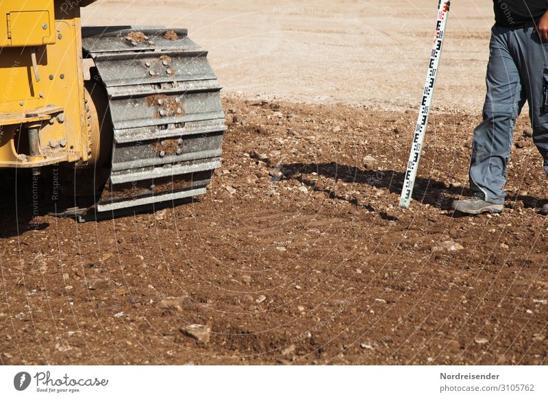 Surveying in road construction Construction worker Construction site earthworks Civil engineering Road construction Workwear Working shoes Gravel Push level