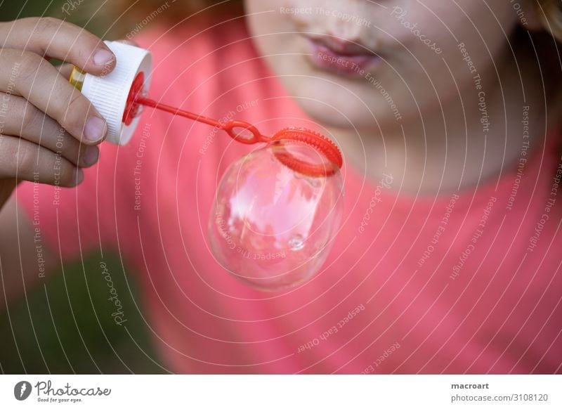 soap bubbles Girl Soap bubble Close-up Macro (Extreme close-up) Blow Child Toddler Playing Portrait photograph To swing Infancy Happy Discover Childlike