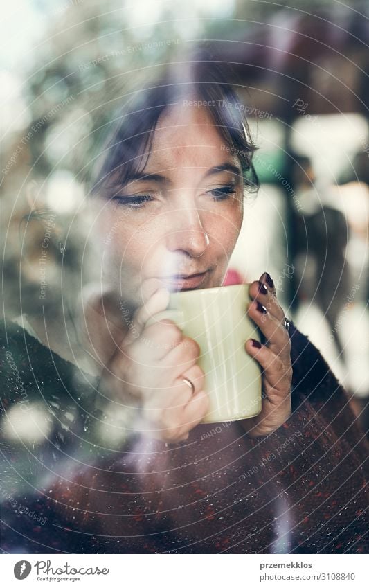 Portrait of woman drinking a coffee. Real people, authentic situations Drinking Coffee Tea Relaxation Young woman Youth (Young adults) Woman Adults 1