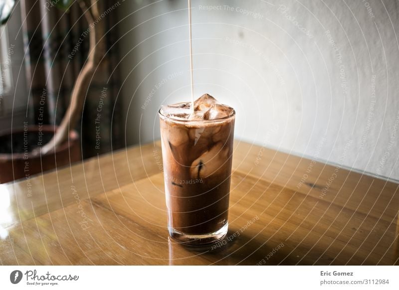 two glasses of iced coffee latte Stock Photo by magone
