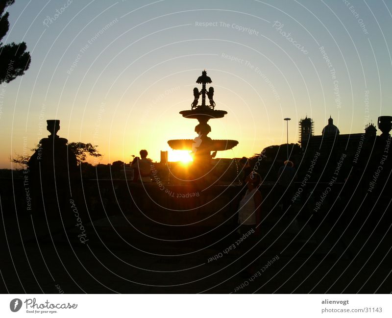 Sunny Water Back-light Italy Fountain Sunset