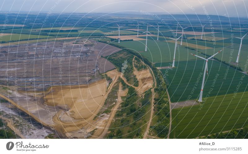 drone aerial view of german energy industrial area Nature Wind Power Innovative Aerial view agriculture Alternative blue clean clouds conservation dawn