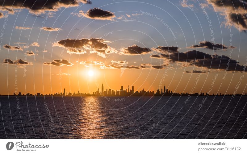 Chicago Town Skyline Vacation & Travel Large Beautiful Travel photography Americas Exciting Sunrise Silhouette Colour photo Deserted Morning