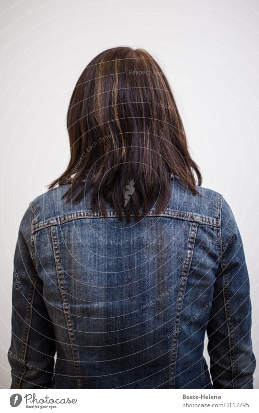 Forward always 6: wildly determined Forwards Woman Jeans jacket Dark-haired Long-haired portrait targeted Adults