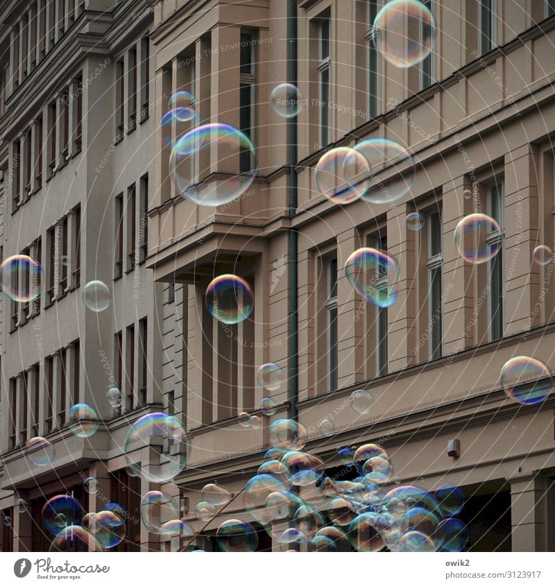street cleaning Downtown Berlin House (Residential Structure) Wall (barrier) Wall (building) Facade Window Soap bubble Go up Fantastic Together Glittering Round