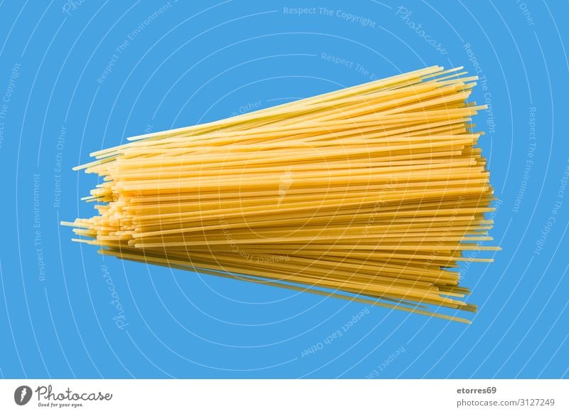 Raw Spaghetti pasta Pasta Food Healthy Eating Dish Food photograph Italian Ingredients Tradition Meal Tasty Blue Isolated (Position) Neutral Background Group