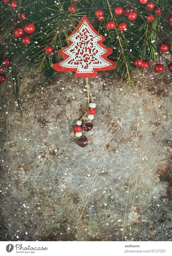 Christmas concept background Lifestyle Winter Snow Decoration Table Feasts & Celebrations Christmas & Advent New Year's Eve Ornament Red White Emotions