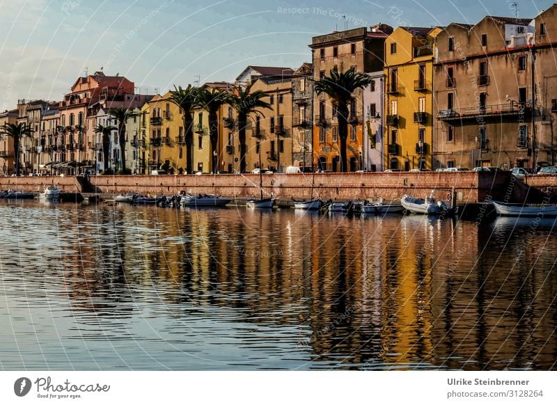 Evening in Bosa Vacation & Travel Tourism Trip Sightseeing City trip River bank Island Sardinia pink Italy Europe Fishing village Small Town Port City Downtown