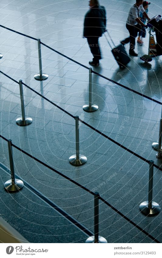 waiting area Airport Airfield Gate Departure lounge Counter Wait Queue Barrier Vacation & Travel Travel photography Aviation Passenger Suitcase trolley Tourism