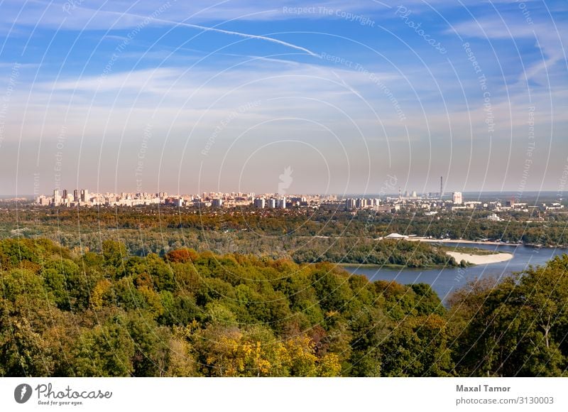 View of the Kiev's left bank from the National Botanic Garden Vacation & Travel Factory Industry Financial institution Landscape Sky Clouds Horizon Tree Park