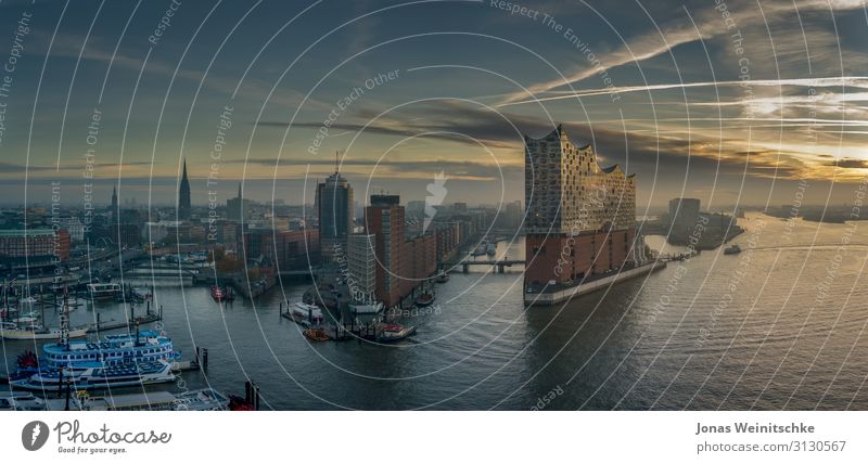 The Elbphilharmonie at sunrise Architecture Music Concert Opera Opera house Hamburg Capital city Port City Downtown Populated Manmade structures