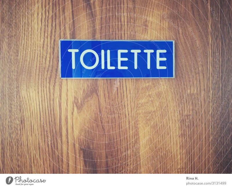 lavatory Wood Signs and labeling Signage Warning sign Authentic Toilet Door Colour photo Interior shot Deserted Copy Space left Copy Space right Copy Space top