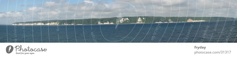 rebukes Wide angle Panorama (View) Rügen Königsstuhl Clouds Horizon Water Kreidefelsen Sky Baltic Sea Large Panorama (Format)