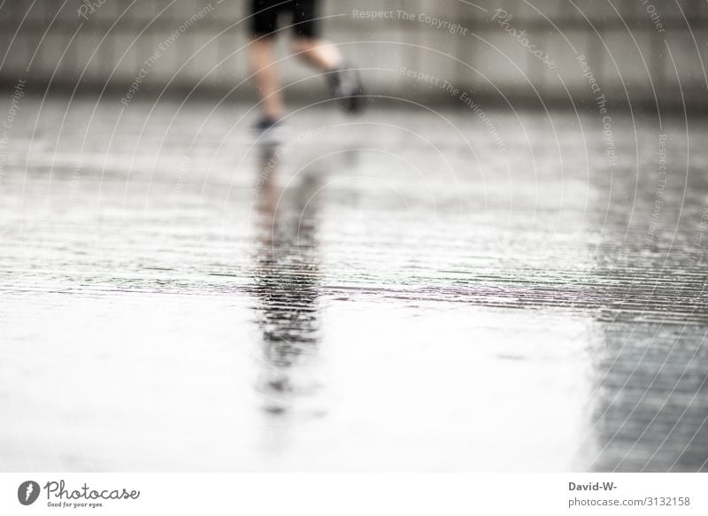 jog in the rain Lifestyle Healthy Athletic Fitness Contentment Leisure and hobbies Human being Masculine Young man Youth (Young adults) Man Adults 1 Art