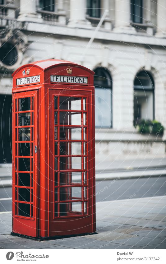 red telephone box in England London Phone box Tourism Iconic cult Characteristic Vacation photo typical holiday photo typically England typically London