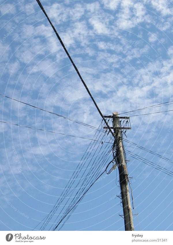 hot wire Wire String Telecommunications Cable Electricity pylon Sky Mixture