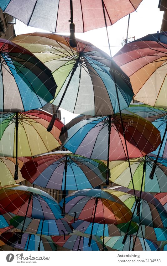 rain shelter Art Air Sky Bucharest Romania Umbrella Souvenir Plastic Fantastic Above Town Blue Multicoloured Red Rain Weather Many Vacation & Travel