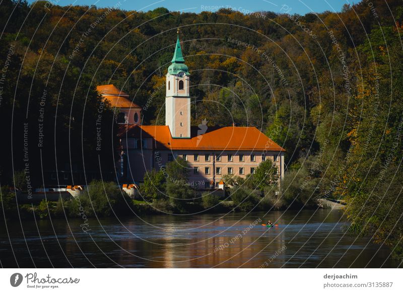 Weltenburg Monastery on the Danube. Lies surrounded by forest. Design Trip Dream house Environment Autumn Beautiful weather Tree River bank Monastery chruch