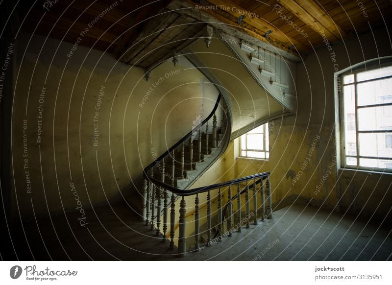 2nd floor staircase time-honored Architecture Art nouveau Town house (City: Block of flats) Wall (building) Stairs Staircase (Hallway) Story Wood Authentic