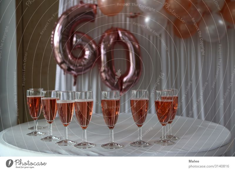 Filled champagne glasses Anniversary Champagne Glass Birthday Feasts & Celebrations Happy Retirement Old Smiling Adults Bright Beverage Drinking Senior citizen