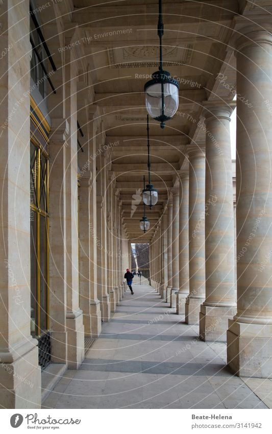 Central perspective 7 Corridor columns Historic Lighting Shadow