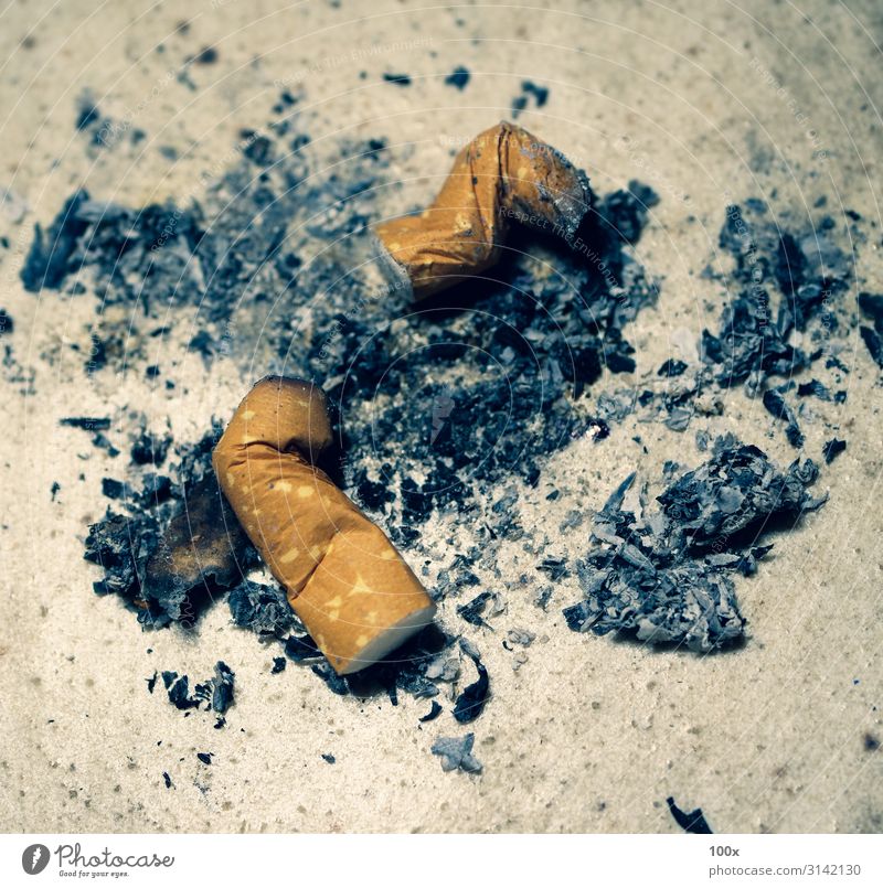 Burning cigarettes with smoke Lifestyle Health care Illness Black White Determination Death Dangerous End Complex Cigarette Ashes addiction burning Cancer