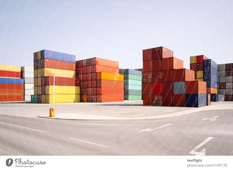 container terminal Traffic infrastructure Street Logistics Goods Container world trade Node Storage Deliver Economy Industry Colour photo Exterior shot