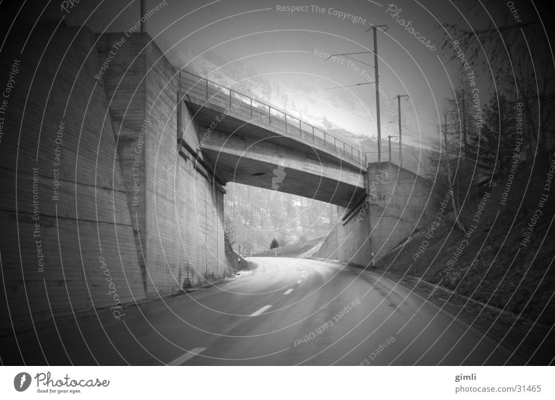 tunnel vision Mobility Speed Transport Bridge Black & white photo Underpass Perspective Street