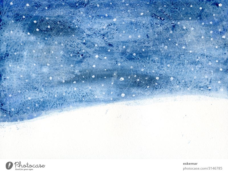 Winter Night Watercolour Snow Winter vacation Christmas & Advent Art Work of art Painting and drawing (object) Watercolors Environment Nature Landscape Sky