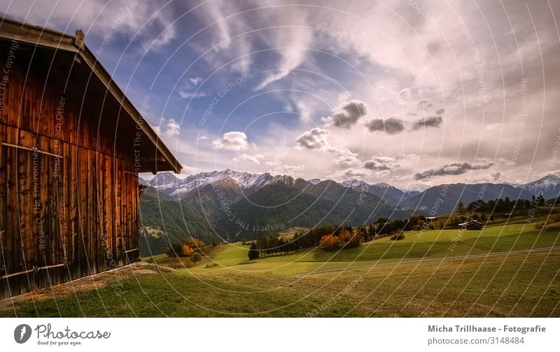 Alpine landscape in Austria Vacation & Travel Tourism Mountain Hiking Nature Landscape Sky Clouds Autumn Beautiful weather Grass Peak Snowcapped peak Fiss