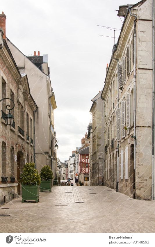 Along the Loire 8 France Clouds Town Alley Historic Lantern Facade Old town Architecture Building Exterior shot paving Vacation & Travel Street Tourism