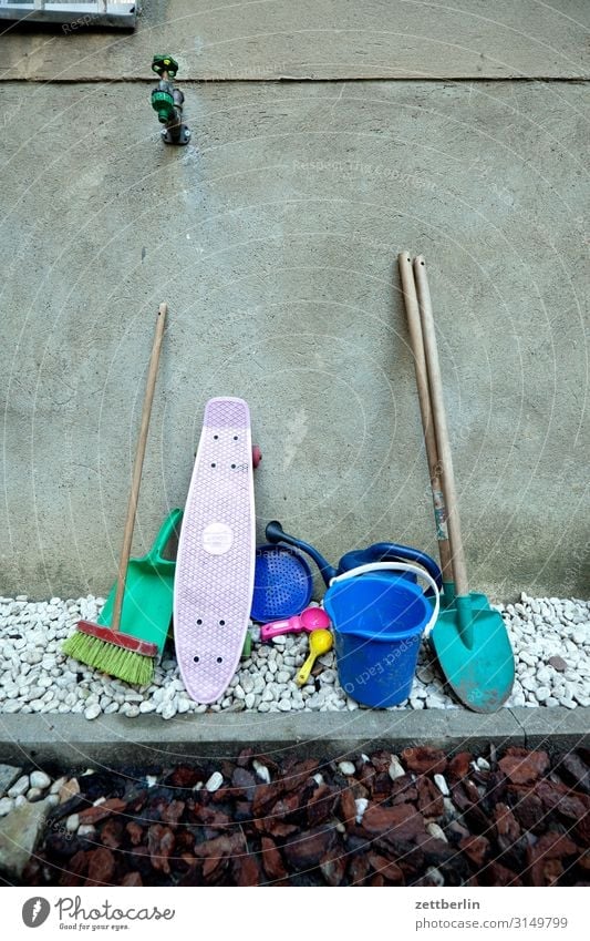 janitor Work and employment Chaos Muddled Garden Gardening Gardening equipment Gardener Toys Deserted Scales Copy Space Tool Working equipment Toolbox Backyard