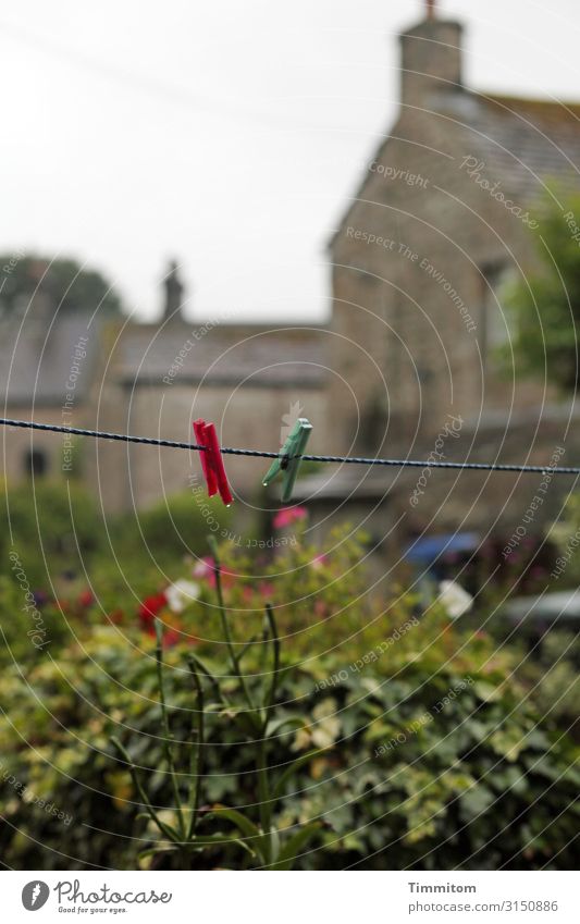 clothesline Vacation & Travel Living or residing Environment Nature Plant Sky Bad weather Garden Great Britain Detached house Wall (barrier) Wall (building)