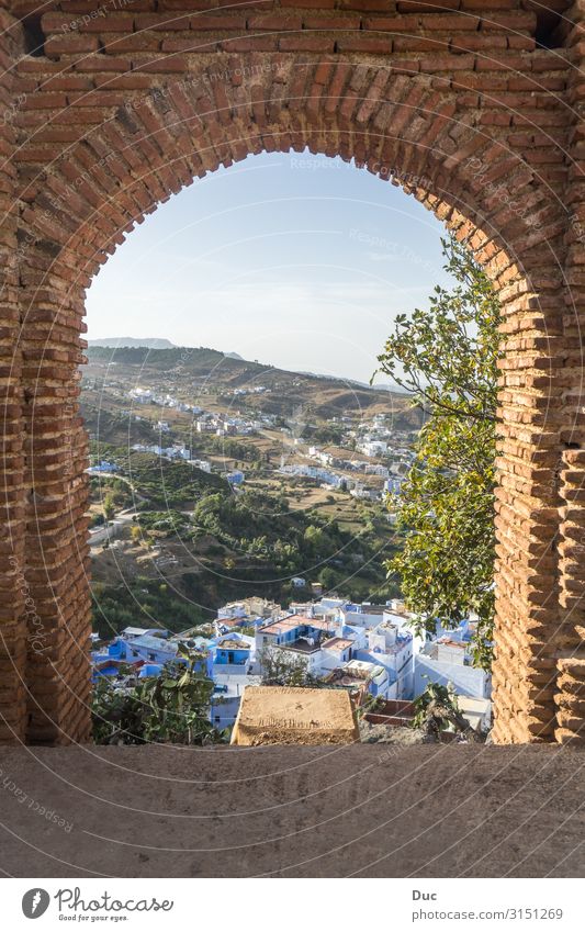 Gate to Morocco Architecture Nature Landscape Summer Beautiful weather Drought Hill Mountain rif Valley Chechaouen Africa Village Town Outskirts Skyline