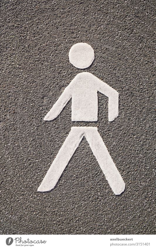 Pedestrian pictogram on asphalt Transport Traffic infrastructure Street Lanes & trails Sign Signs and labeling Road sign Going Symbols and metaphors Asphalt