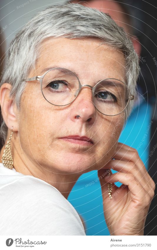 lost in thought | UT Hamburg Woman Adults Head Face 1 Human being 45 - 60 years Earring Eyeglasses Think Success pretty Positive Reliability Serene Calm
