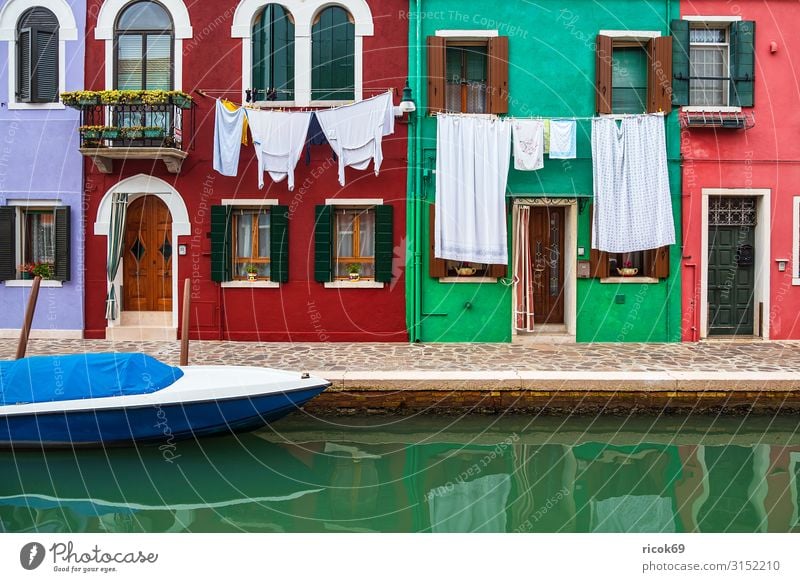 Colourful buildings on the island of Burano near Venice, Italy Relaxation Vacation & Travel Tourism Island House (Residential Structure) Water Town Old town